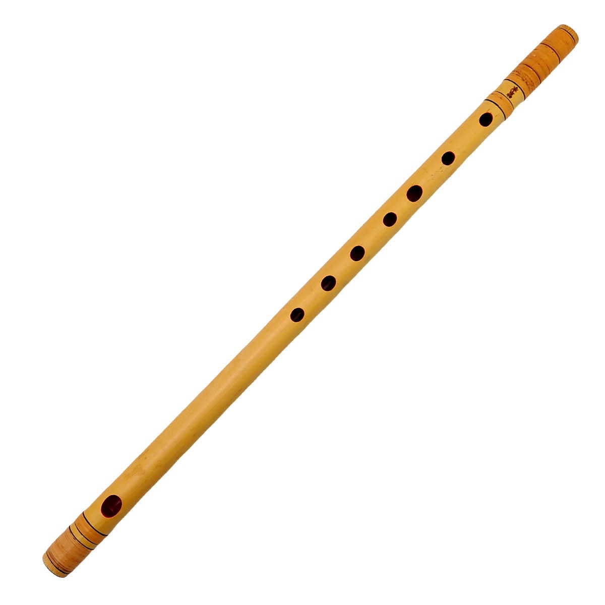 紫水流 篠笛 籐巻 籐両巻 7穴 6本調子　袋付き ／洋楽調篠笛 竹製篠笛　紫水流篠笛