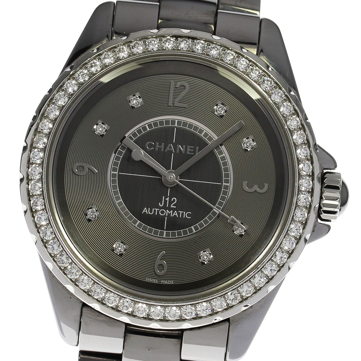 シャネル CHANEL H2566 J12 クロマティック ダイヤベゼル 8P 自動巻き メンズ 美品 保証書付き_804151【中古】
