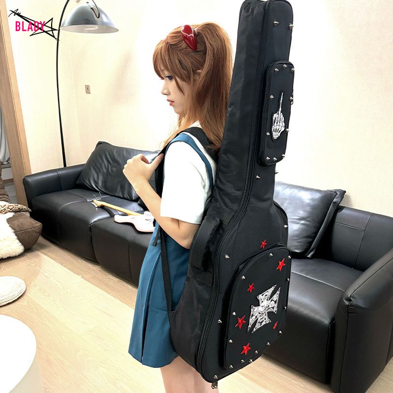 エレキギター　音楽初心者から愛好家まで演奏して楽しめるバック付きレッドスタークロスギターバッグ専用オリジナルパンクメタルジェネラルエレクトリックギターバックパックバスバッグ