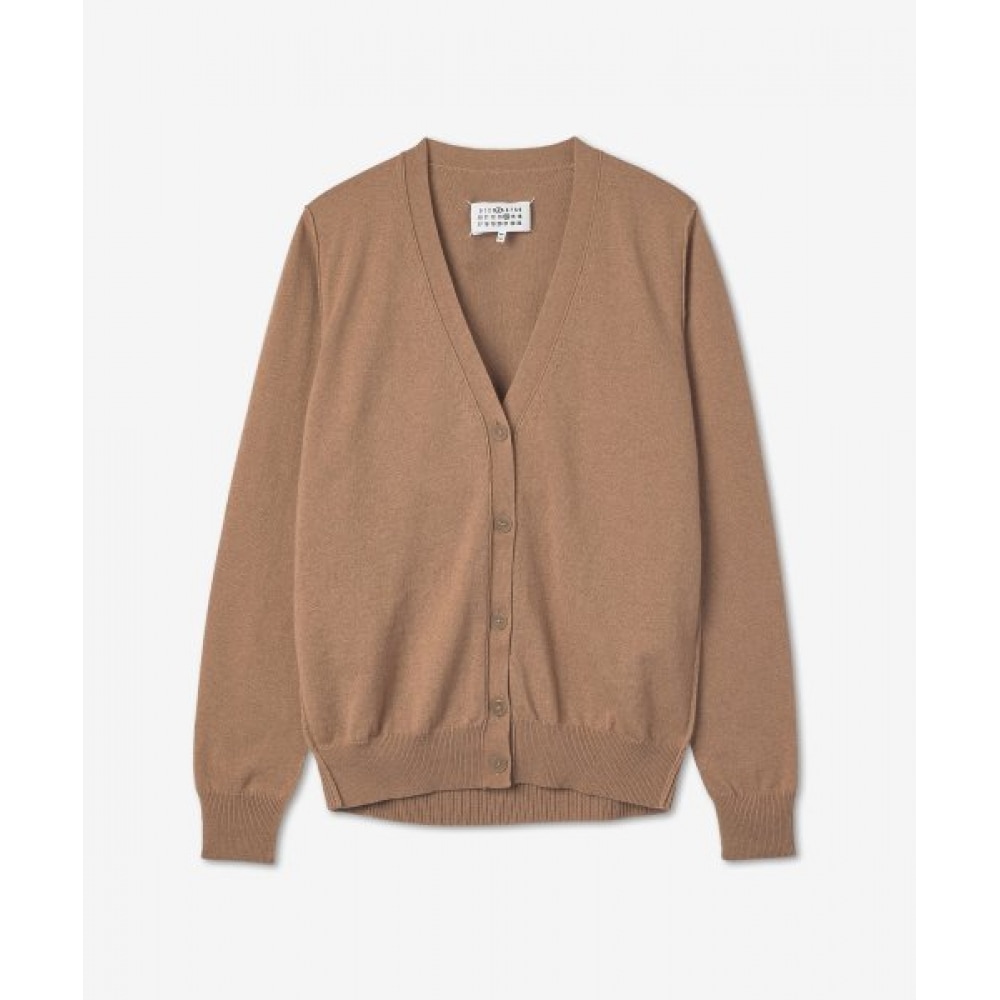 メゾンマルジェラ女性用エコカシミア Vネックカーディガン-アーモンド/SI0HA0004S17809131