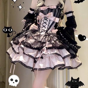 ワンピース コスプレロリータ ドレス 【本日限定】ロリータ ハロウィン薔薇 執事 JSK ギャルやさしいバレエロリータ