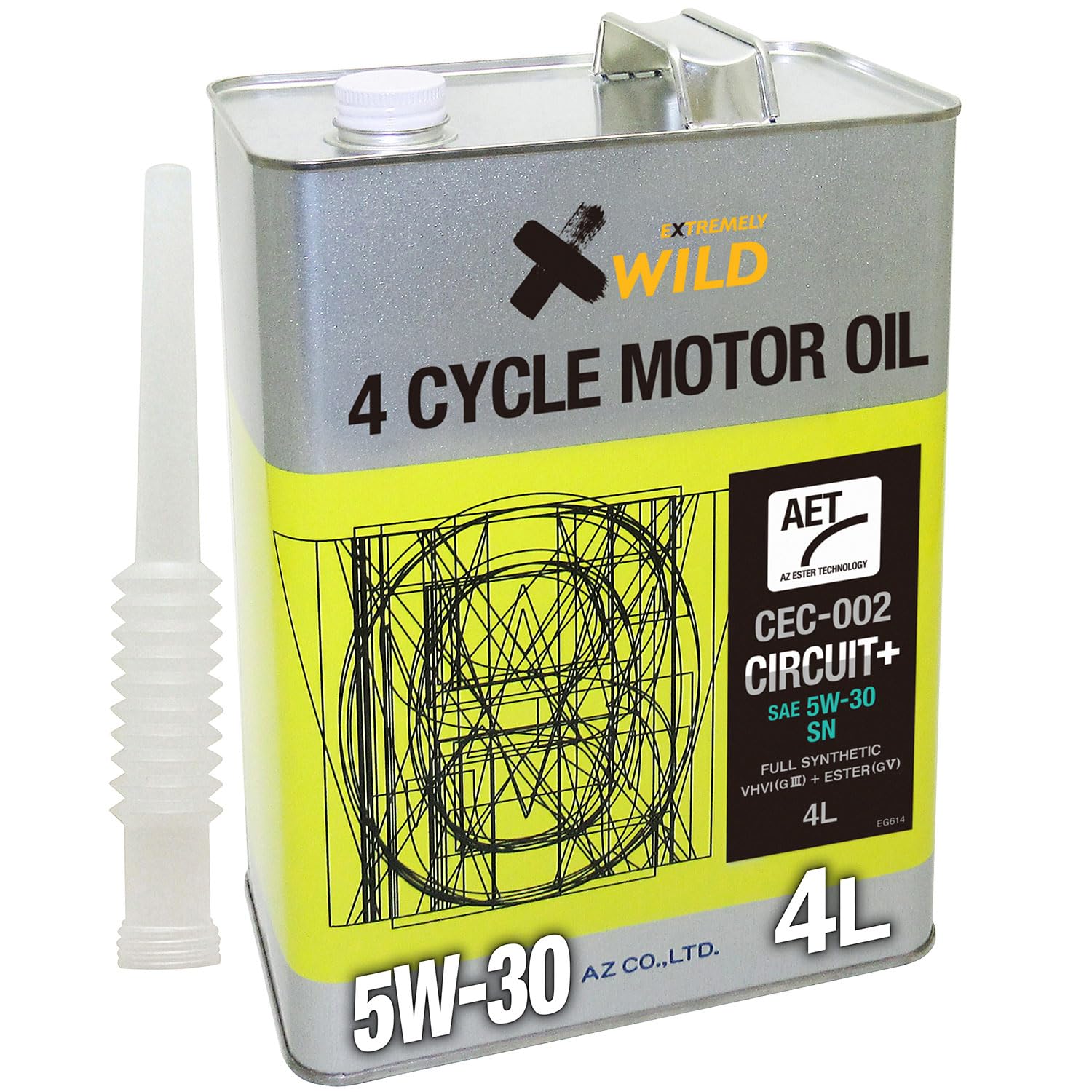 AZ (エーゼット) 車用 エンジンオイル 4L 5W-30 SN ［CEC-002/サーキットプラス] 100%化学合成油 自動車用 モーター