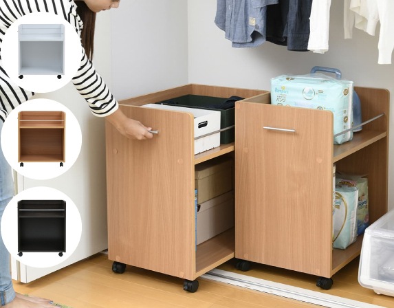 クローゼット 押し入れ アイデア 収納 棚 隙間 ワゴン キャスター ラック 2個セット