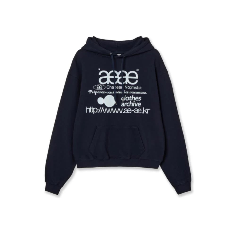 AEAE WEB LOGO LOOSED HOODIE NAVY AE44FUHD004NVY