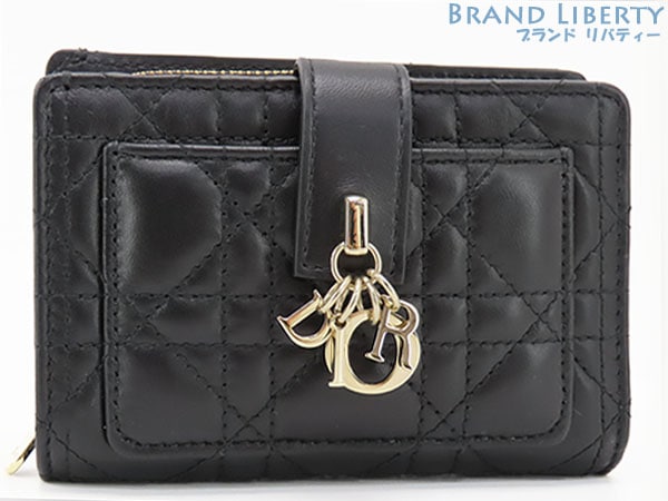 超美品クリスチャンディオールレディディオールカナージュマイディオールディタニーウォレット二つ折り財布ブラック