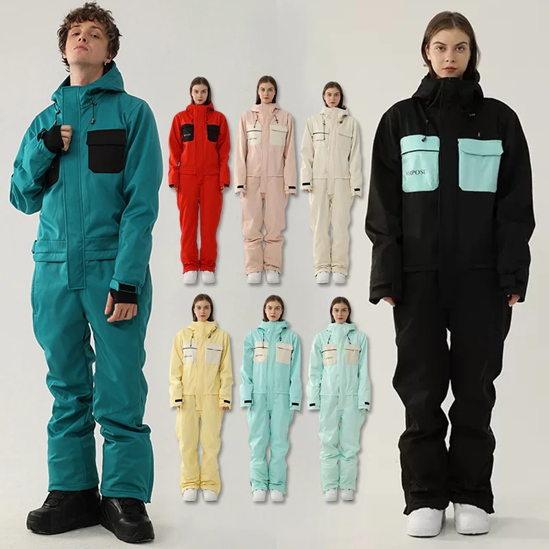スノーボードウェア レディース メンズ つなぎ オールインワン 上下 スキーウェア スノボウェア 男女兼用 切り替え 防風 防水 防寒着