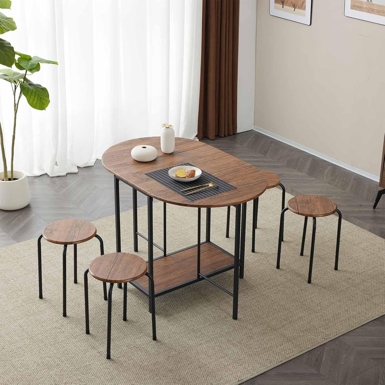 Dining Table, 2 Seaters, Dining Set, 2 Chairs, Compact Size, Stylish, Width 27.6 inches (70 cm), Ass