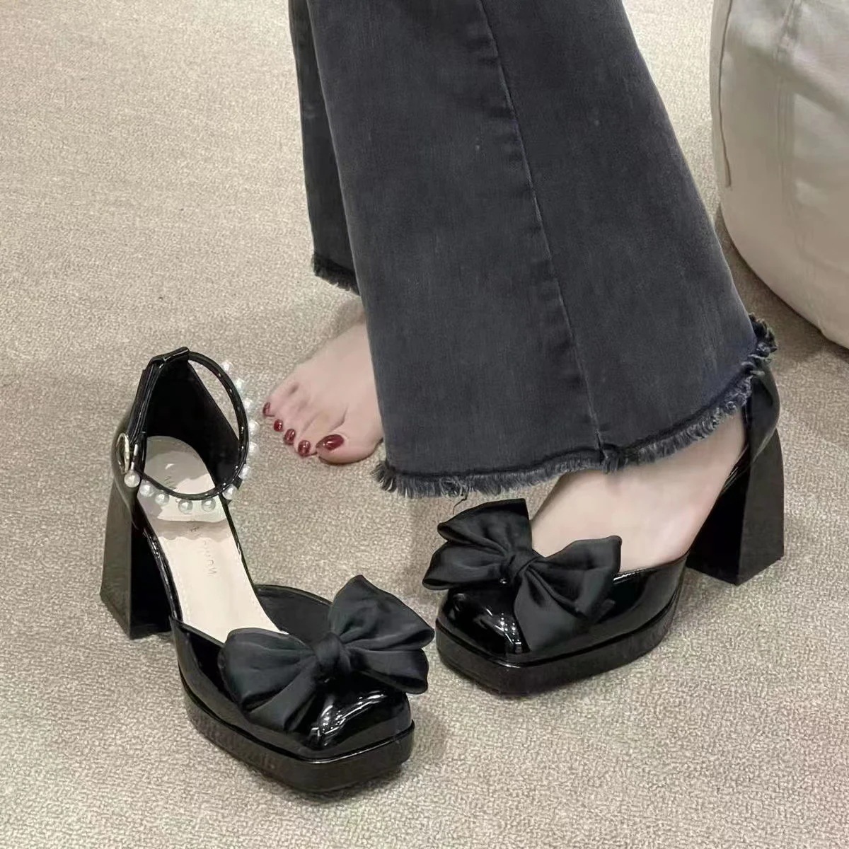 【超お得1つ買うと10個もらえる】メガ割ハイヒールサンダル スタイルアップ！ヒールパンプス サンダル レディース 蝶ネクタイパールサンダル女性夏新作ハイヒールローマンシューズ