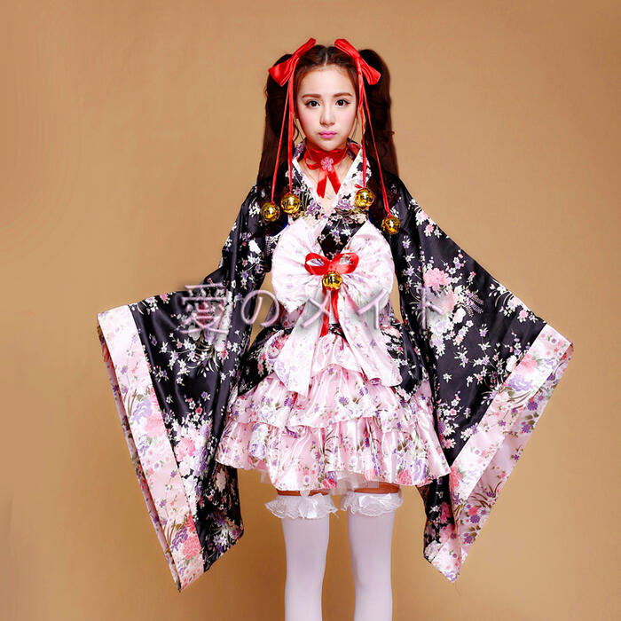 レディース 桜 コスプレ ６点セット アニメ服 和服 スカート チョーカーなど レッド ピンク S M L XL 2XL 3XL ファッション