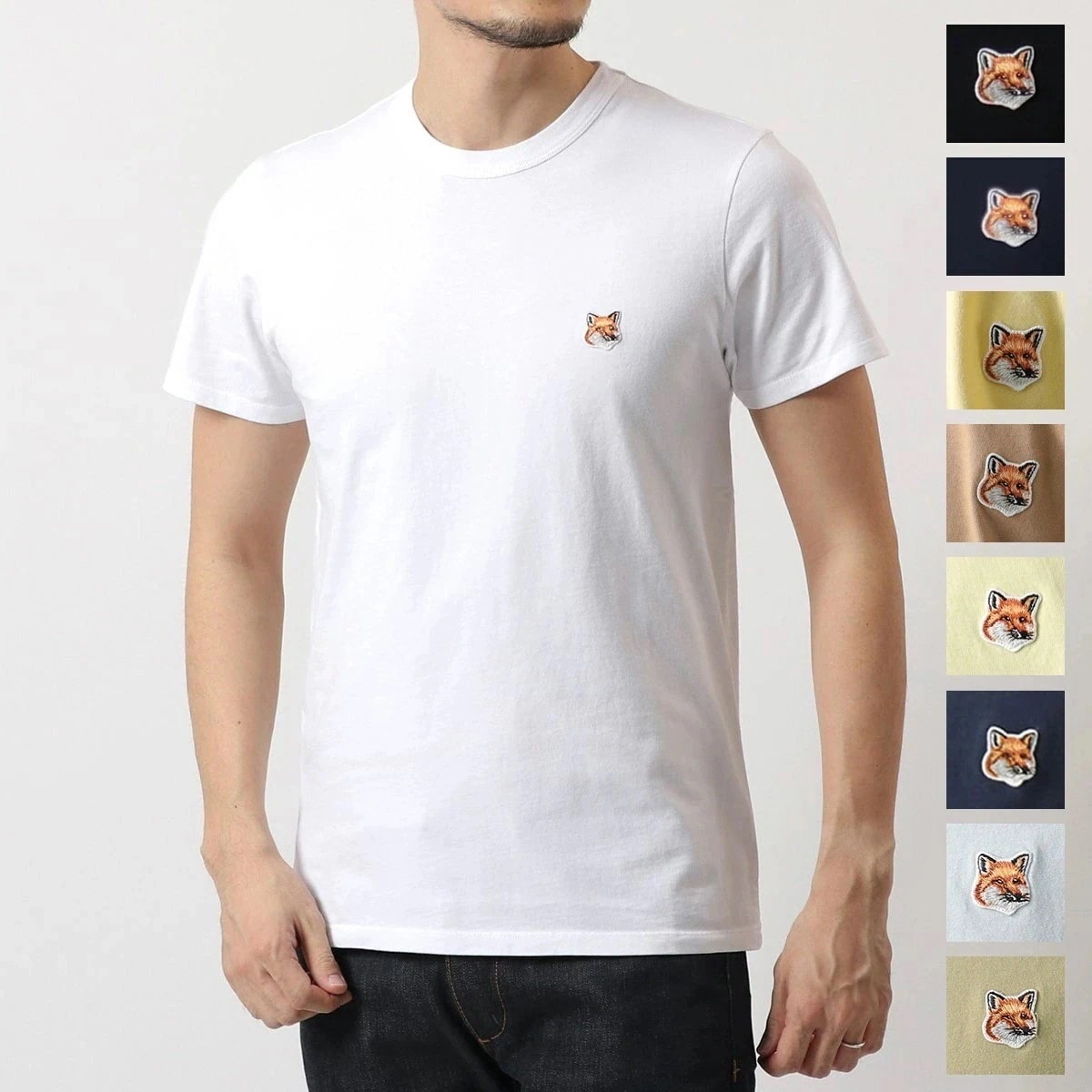 MAISON KITSUNE メゾンキツネ Tシャツ LM00104KJ0008 メンズ 半袖 カットソー クルーネック 丸首 カラー9色