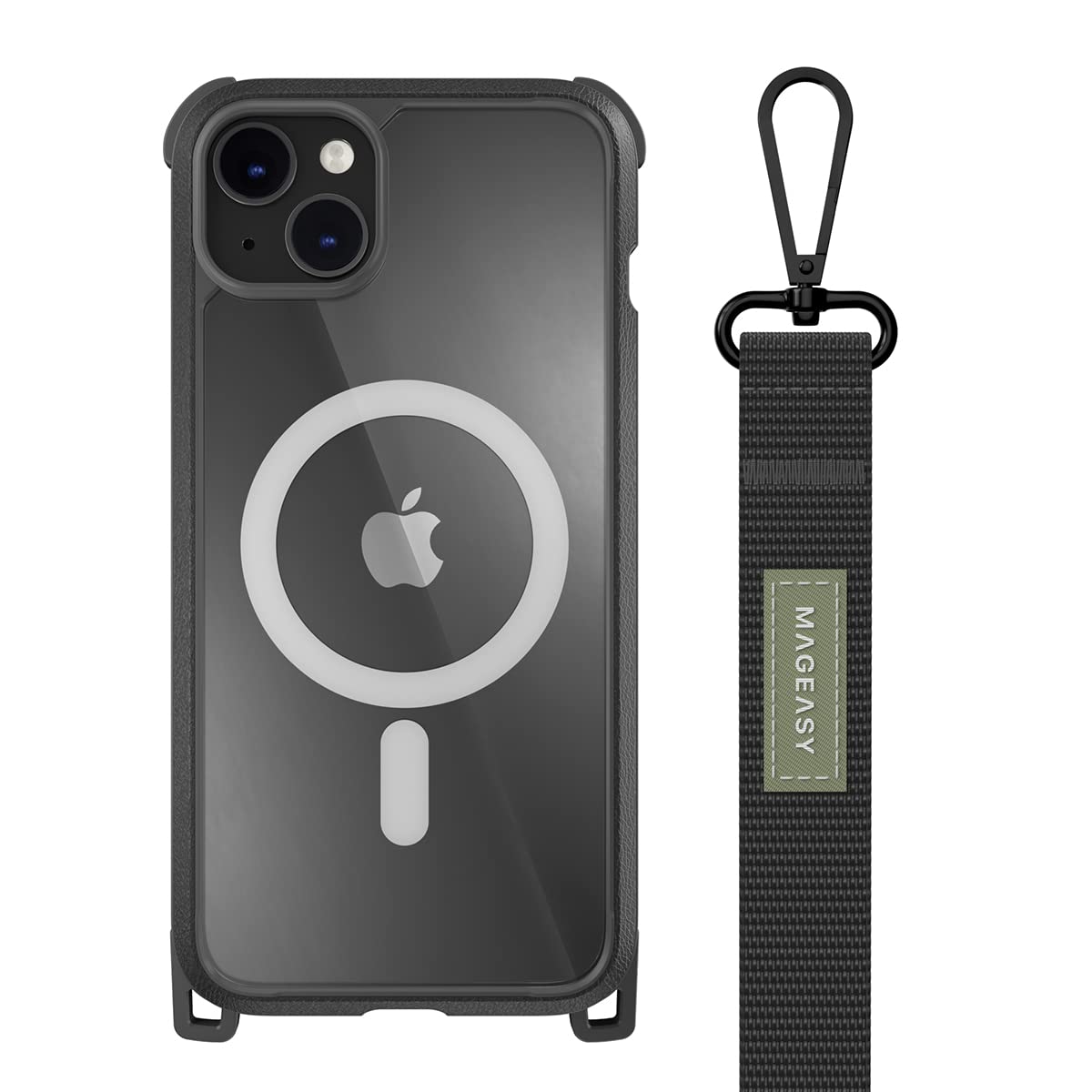 【MagEasy】 iPhone14Plus 対応 ケース カバー クリア MagSafe 対応 マグネット 付き 耐衝撃 米軍MIL規格 肩掛け 首かけ 斜めがけ ショルダー シンプル スマホケース
