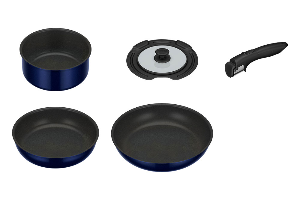 サーモス KSE-5A-DPBL 【ガス火専用】取っ手のとれるフライパン　5点セット　ディープブルー KSE5ADPBL