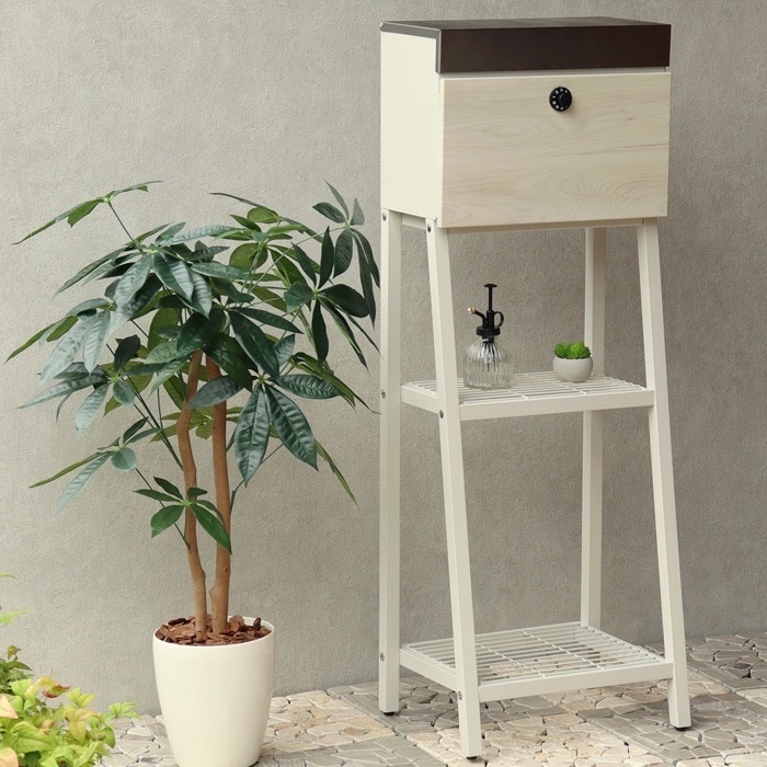 郵便ポスト スタンドポスト Lexi レクシー SDM-050 グレージュ/ホワイト木目