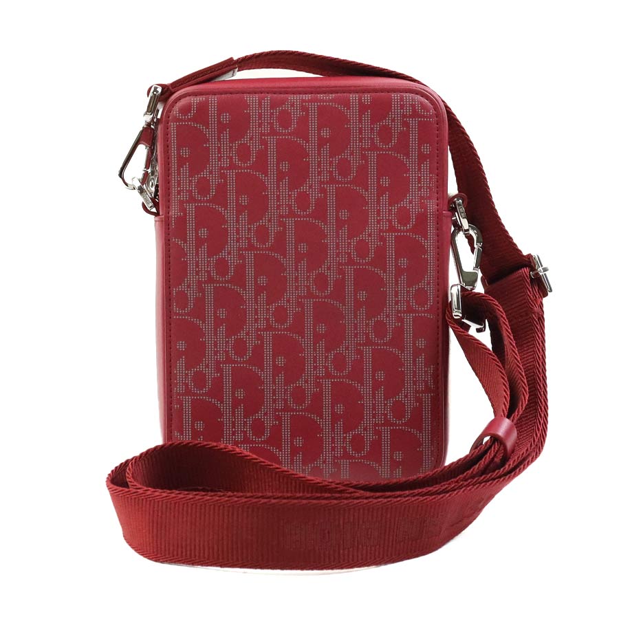 クリスチャンディオール Christian Dior 斜め掛けショルダーバッグ レザー レッド レディース 99930g