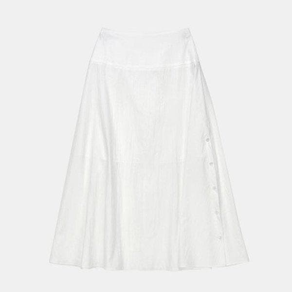 女性ロングスカートシャリシャリした夏のAラインスカートスリット結婚式のゲストルック...