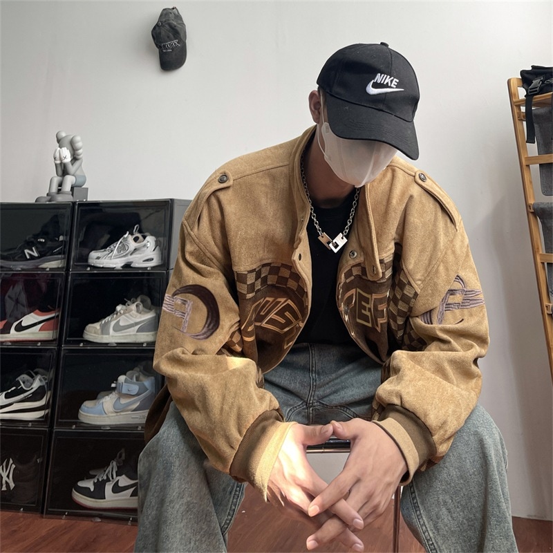 アメリカンレトロレーシングスーツジャケットメンズ春と春の王道タイドブランド野球スーツゆったりカジュアルカップルジャケット