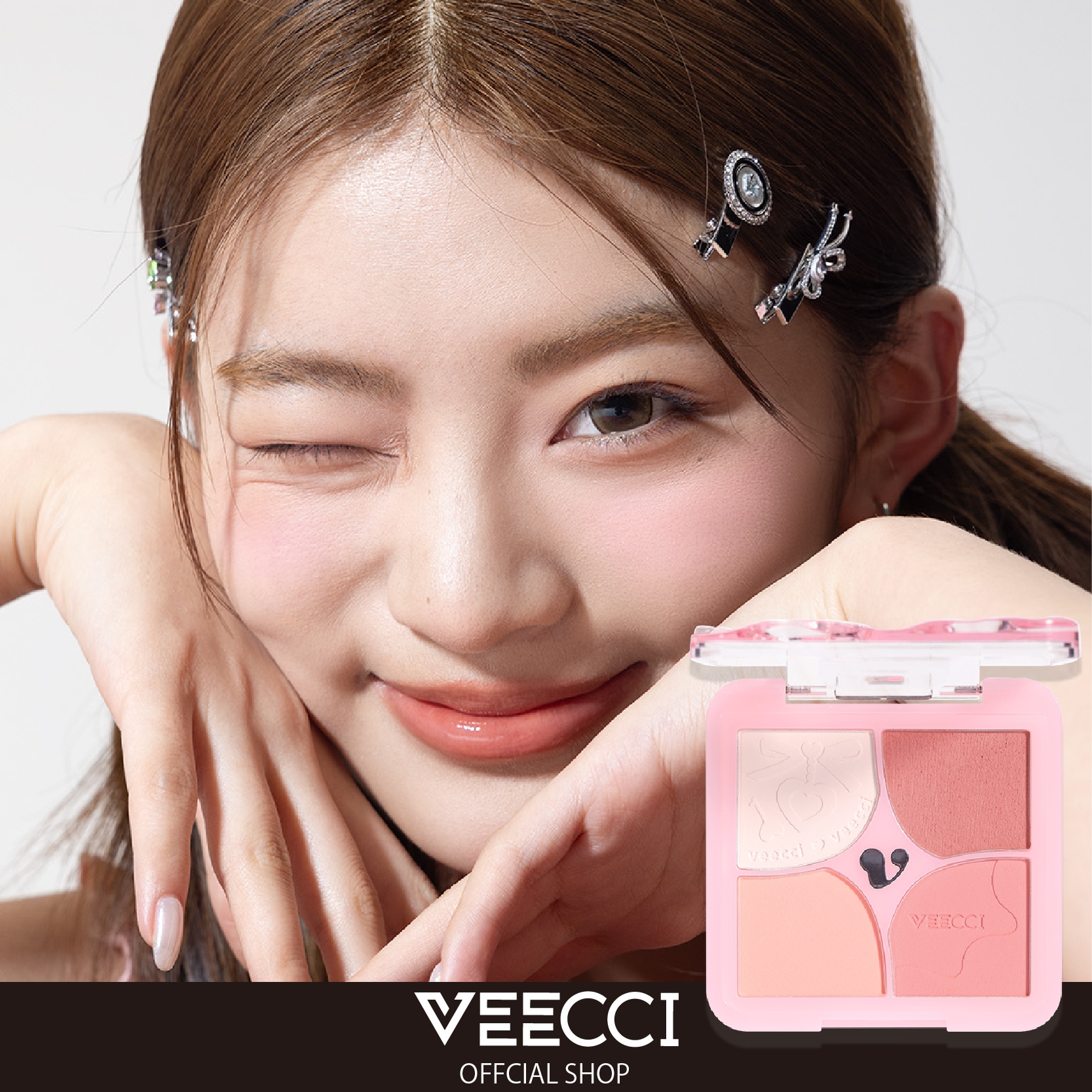 Qoo10] VEECCI ブルーミング4色チークブラッシュ : ポイントメイク