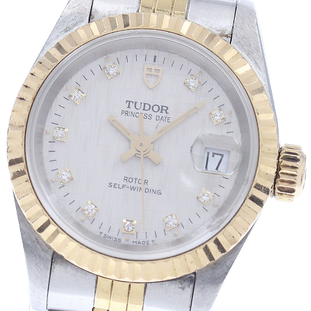 チュードル TUDOR 92413 プリンセス デイト YGコンビ 10Pダイヤ 自動巻き レディース _951090【中古】