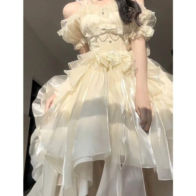 ストラップロリータドレス 妖精フリルイレギュラーロリータプリンセスドレス