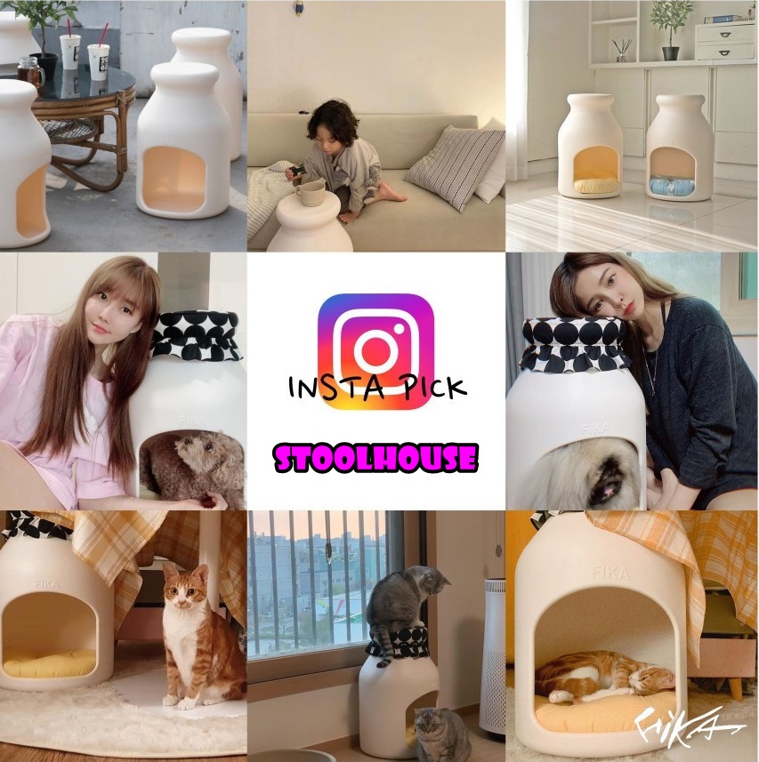 FIKA STOOL HOUSE SET 君は家に僕は椅子に差別化されたデザイン 猫隠れ家 衛生的な水掃除が可能 韓国製品 二色除菌・消臭・脱臭用品