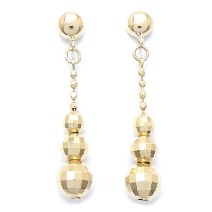 ロング ピアス ミラーカットボール K18YG イエローゴールド/28125【中古】