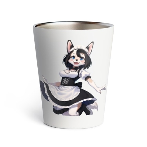 【文字入れ可能受注生産】ボーダーコリーの女の子　メイド　ケモナー サーモタンブラー