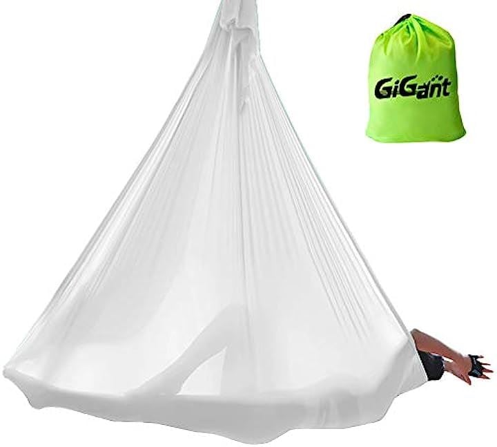 ギグアント エアリアルヨガ 5ｍx2.8ｍ ハンモック 単体 空中ヨガ 反重力 エクササイズ エアロ( ミルキーホワイト)