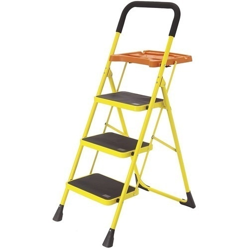 STEEL DECO 便利なトレー付き折りたたみ式脚立 3段/4段