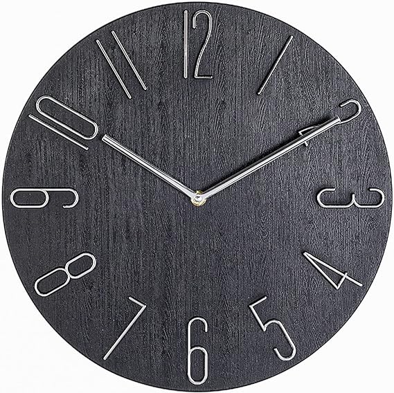 壁掛け時計 おしゃれ アナログ 掛け時計 連続秒針 静音 北欧 時計 壁掛け 木目調ダイヤル 3D大数字 見やすい クロック