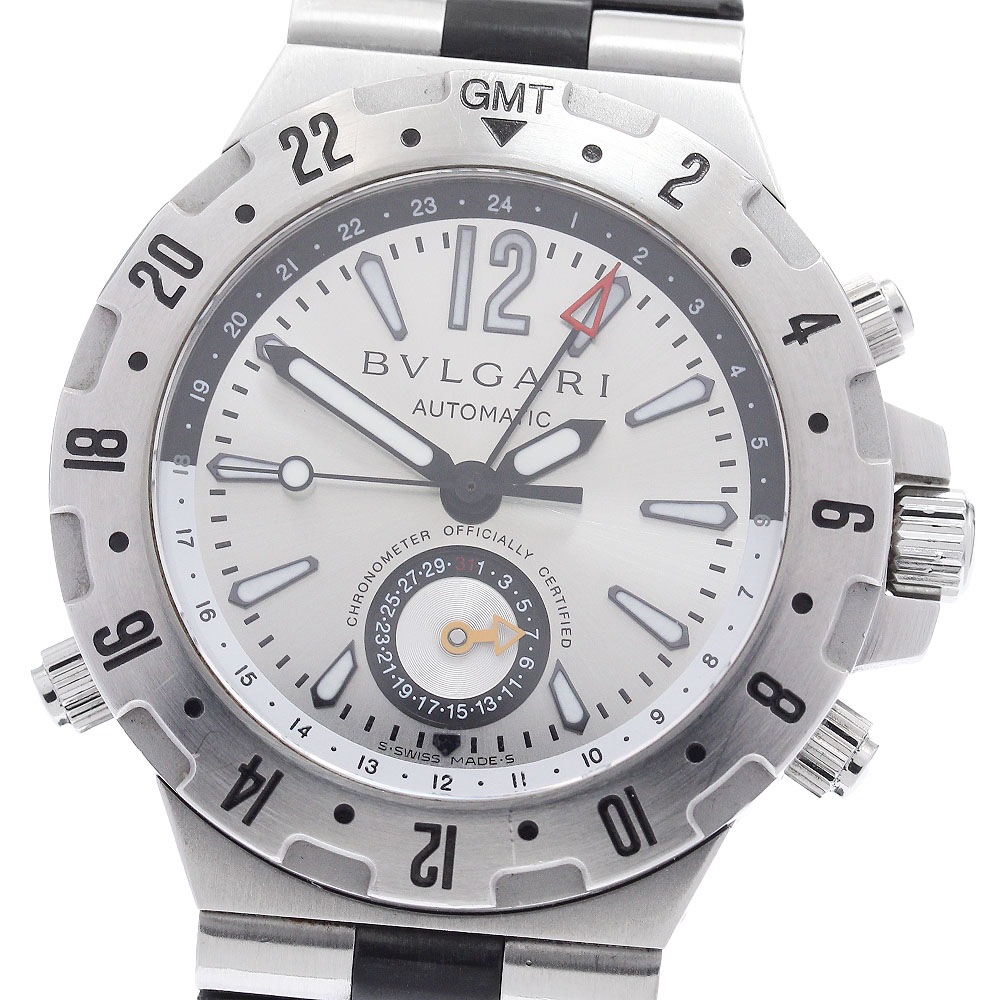 ベルトジャンク ブルガリ BVLGARI GMT40S ディアゴノ GMT デイト 自動巻き メンズ 箱・保証書付き_938295【中古】