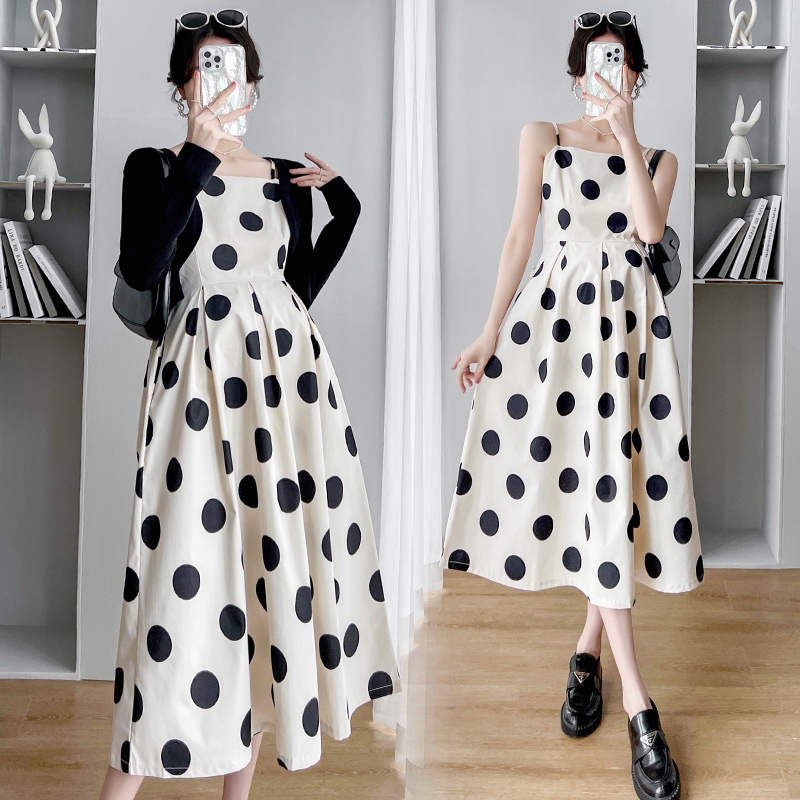 【日本未発売/送料無料】マタニティ セットアップ ワンピース + カーディガン ドット 水玉