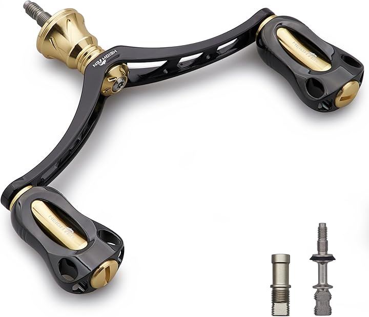 98mm リール ハンドル 22mm ノブ 搭載 シマノ ダイワ 通用 スピニングリール用 Aurora Series 859(ブラック＆ゴールド) 7,742円