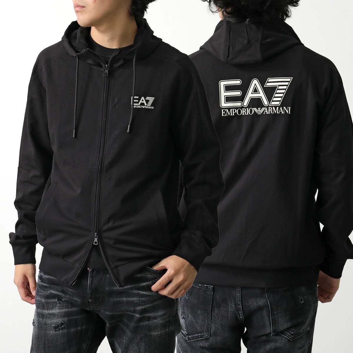EA7 EMPORIO ARMANI エアセッテ エンポリオアルマーニ パーカー 6DPM53 PJVRZ メンズ ジップアップ フーディ スウェット 長袖 1200/BLACK