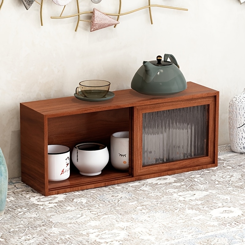 収納 ラック ヴィンテージ調 木製 コンパクト 引き戸 おしゃれ かわいい インテリア シェルフ 棚 小物入れ キッチン リビング 4-7