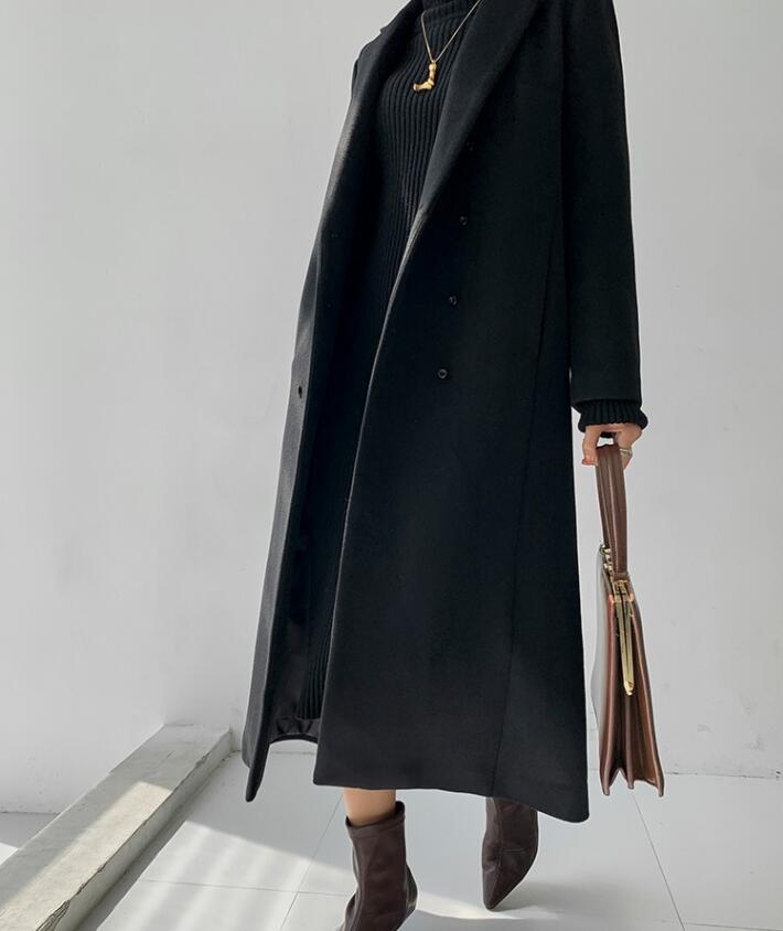 超ロングコート　ウール混　カシミヤコート　チェスターコート　レディースロングコート　 ゆるっとコート　ウール50％　マキシ丈　膝下丈　アウター　秋冬物 冬服 着痩せ 体型カバー お洒落 きれいめ 通勤