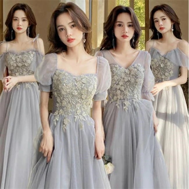 XS～3XL予約　4デザイン ブライズメイドドレス　パーティードレス　ワンピース二次会演出司会結婚式お呼ばれ ロングドレス　マキシ丈　ミディアムドレス　ブライズメイド　ドレス　二次会ドレス　フォーマル