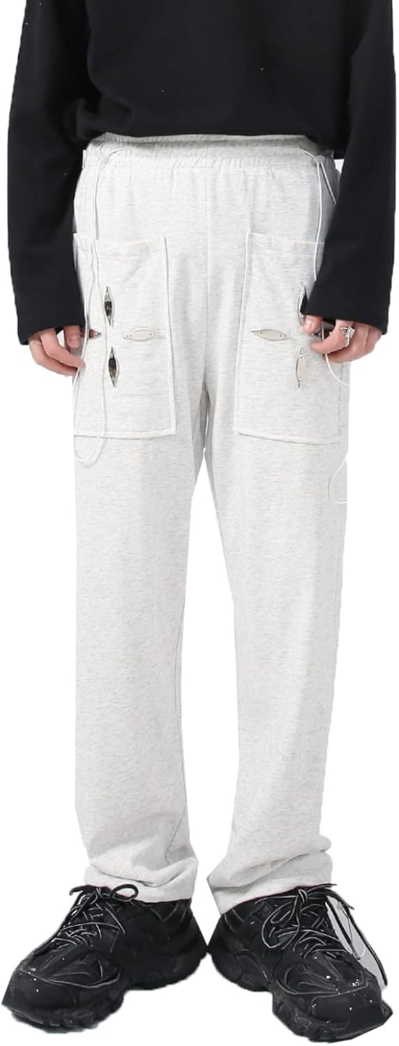 スウェットパンツ メンズ ビッグポケット カーゴパンツ デザイン性 ポケットオーナメント ジャージボトム トラックパンツ 男女兼用 ユニセックス 人気 若者 ロングパンツ 裾口調節 ストレート ルーズ