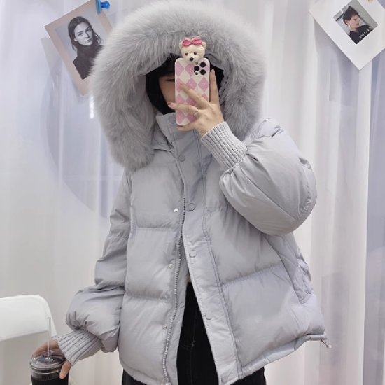 ダウンジャケット レディース アウター 羽織 ジャケット ダウン フード付き ファー 長袖 防寒 防風 冬 暖かい シンプル 無地 フロントジッパー カジュアル お出かけ アウトドア 女性