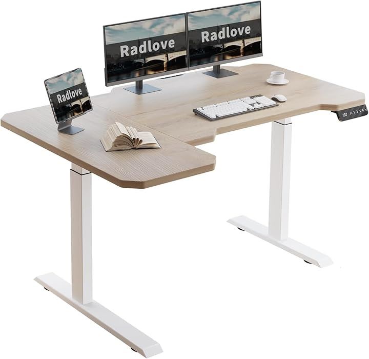 昇降デスク L字パソコンデスク 電動昇降式デスク 天板幅150CMx101CM ゲーミングデスク 机 スタンディングデスク PCデスク つくえ 高さ(オーク色, 150x101cm)