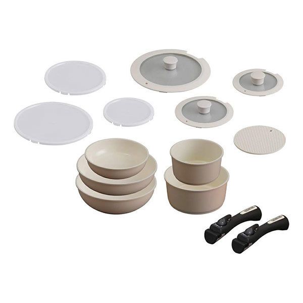 CC-SE13N ベージュ セラミックカラーパン 13点セット シリコンなべ敷き付 IH対応 メーカー直送