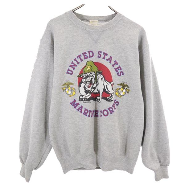 80s USA製 ヴィンテージ USMC 長袖 トレーナー S グレー系 裏起毛 スウェット メンズ