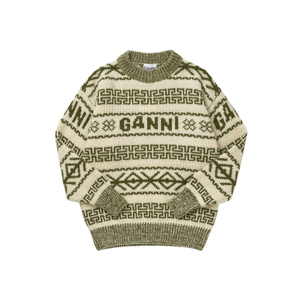 ガニニット K2174 775 グラフィックロゴラムウールレディースニット当日出荷