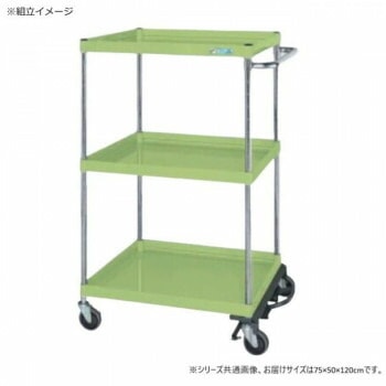 サカエ CSパールワゴン中量タイプ フットブレーキ付 グリーン CSP-75123BRNU