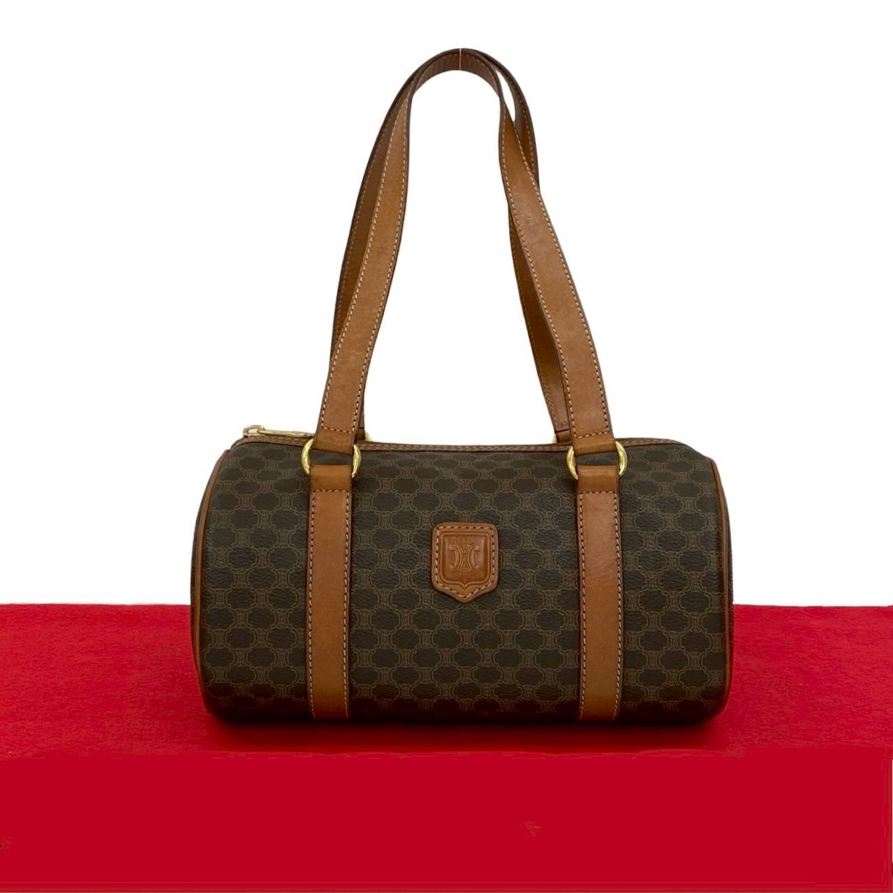 ヴィンテージ マカダム ブラゾン 柄 トリオンフ ロゴハンドバッグ レザー PVC ブラウン 47577 38,805円