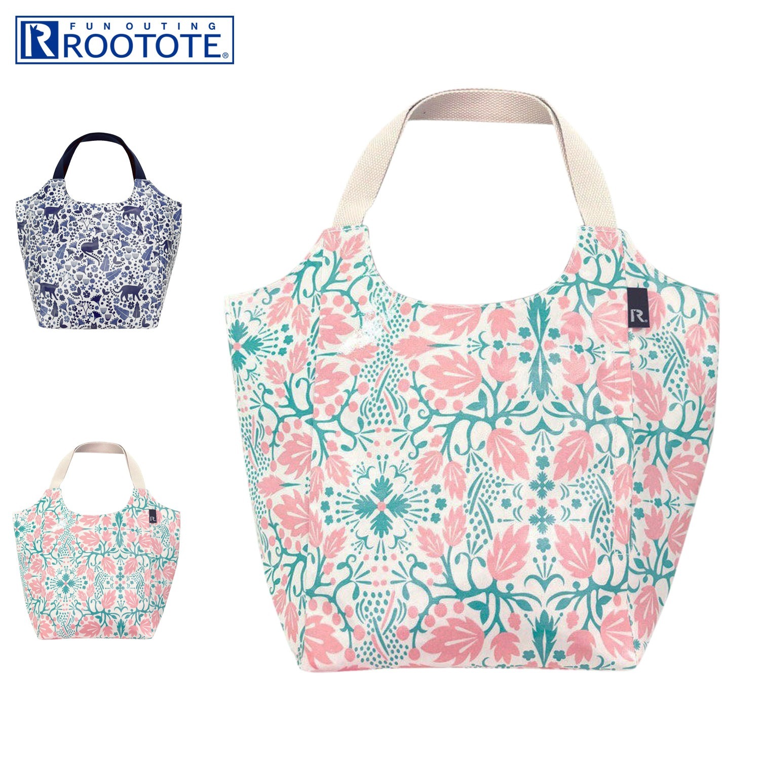 トートバッグ EU.ラウンド.ラミネート-R レディース A4 大容量 軽量 ネイビー ブルー ピンク 1026