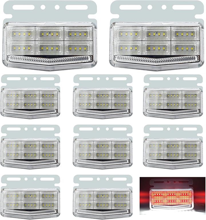 高輝度LED トラック サイド マーカー 24V 10個セット 防水 防塵 42基搭載 ４面発光 ランプ カスタム ドレスアップ(レッド)
