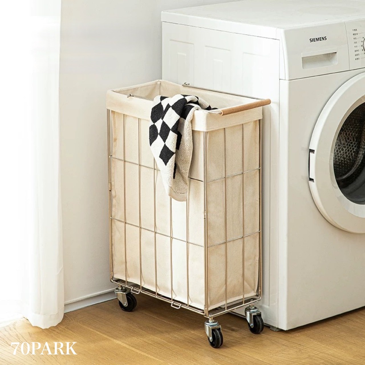 キャスター付き 折りたたみ スリム ランドリー バスケット カート ワゴン 洗濯カゴ 収納 洗濯物入れ 韓国インテリア 韓国雑貨 韓国っぽ 北欧 北欧インテリア インテリア雑貨 70PARK