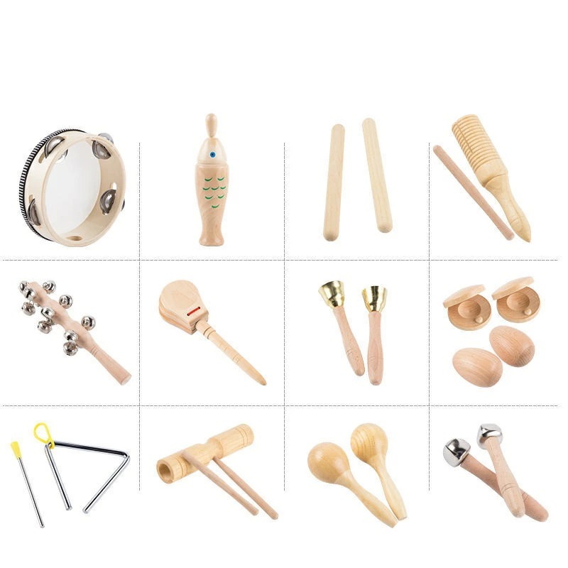 激安価格！打楽器 木製 13点セット 幼児用 パーカッション 楽器セット 幼稚園 教育用 音楽玩具 男の子 女の子向け 楽器玩具 子供用 楽器おもちゃ 天然 エコ ミュージックセット パーカッション 5,816円
