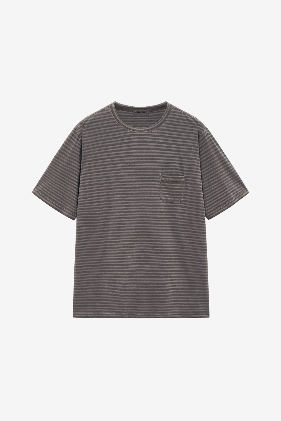 【INSILENCE】 STRIPE DYEING POCKET T-SHIRT : BROWN
