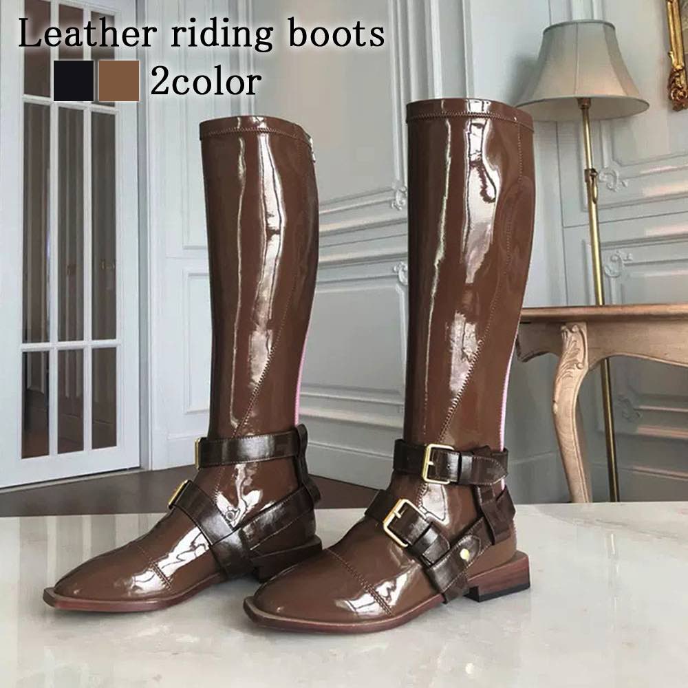 ロングブーツ レディース レザーライディングブーツ レース 黒 ミドルブーツ ワイド 編み上げ 防水 ぺたんこ 大きいサイズ 秋 防寒 ジョッキーブーツ 疲れない 本革 ストレッチ スエード 冬 ロー 9,367円